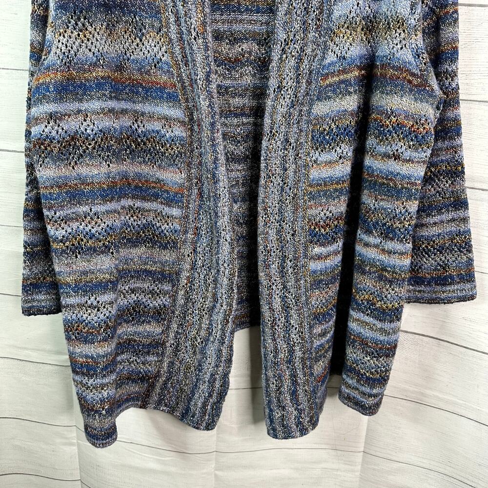 Alfred Dunner Womens size 2X Open Knit Cardigan 3/4 Sleeve Blue Boho Cottagecore - Picture 4 of 9